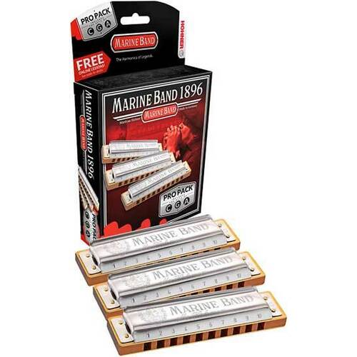 Hohner Marine Band 3-Pce Harmonica Pro Pack in the Keys C, G, A