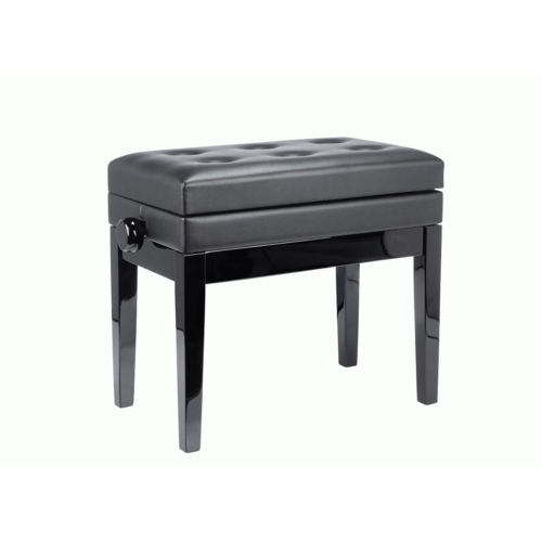 The Beale BPB220BK Plush Cushion Piano Bench with Storage in Black
