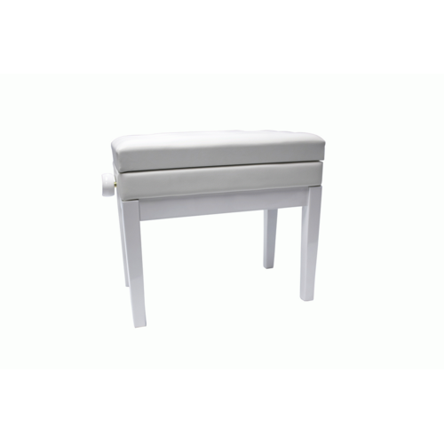 The Beale BPB220WH Plush Cushion Piano Bench with Storage in White