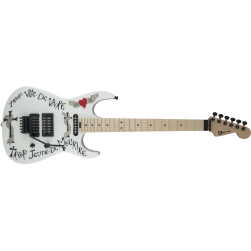 Warren DeMartini USA Signature Frenchie, Maple Fingerboard, Snow White with Frenchie Graphic