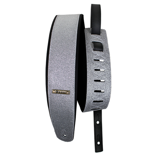 Basso Guitar Strap-Glitter Classic Silver CLA46
