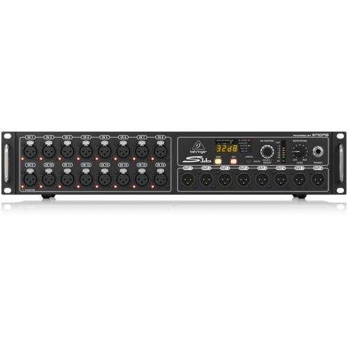 Behringer S16 Digital I/O Stage Box with 16 Remote-Controllable MIDAS Preamps & 8 Outputs