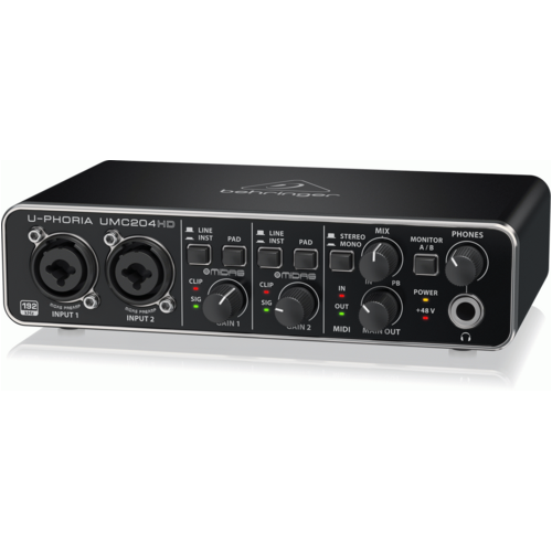 Behringer U-Phoria UMC204HD Audiophile 2x4, 24-Bit/192 kHz USB Audio/MIDI Interface