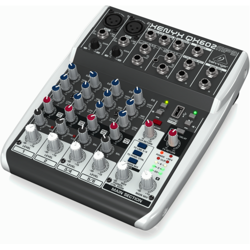 Behringer Xenyx QX602MP3 Premium 6-Input, 2-Bus Mixer with MP3 Player & Multi-FX Processor