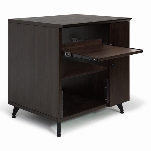 The Gator GFWELITESIDECARBRN Elite Series Sidecar Rack Cabinet with Shelf Brown