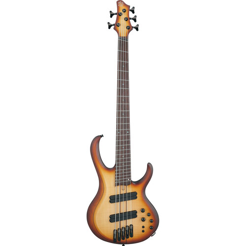 Ibanez BTB705LMNNF 5-String Electric Bass Guitar in Natural Browned Burst Flat