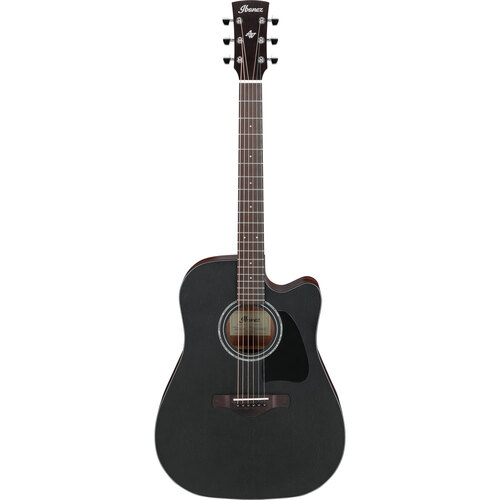 Ibanez AW247CEWKH AC/EL Guitar in Weathered Black Open Pore Top, Open Pore Natural Back & Sides
