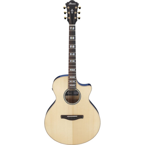 Ibanez AE390NTA AC/EL Guitar in Natural High Gloss Top, Aqua Blue High Gloss Back & Sides