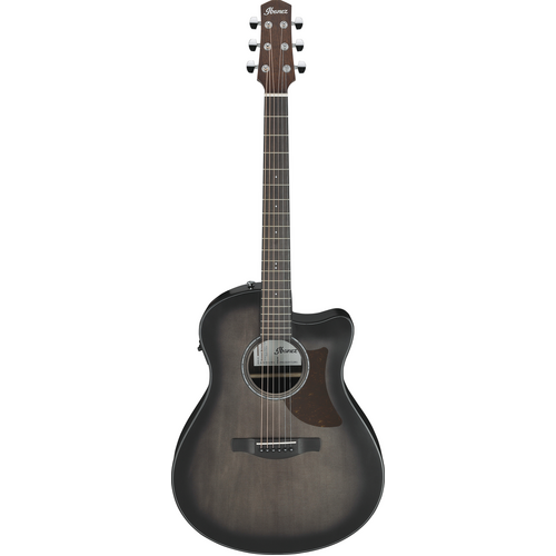 Ibanez AAM70CETBN AC/EL Guitar in Transparent Charcoal Burst Low Gloss Top, Natural Open pore Back & Sides