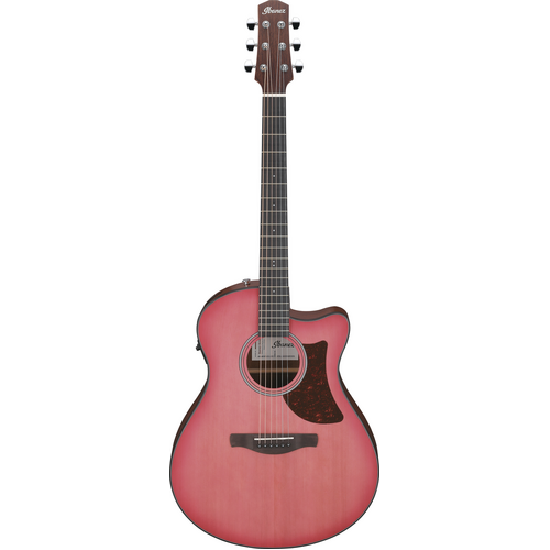 Ibanez AAM50CE Coral Red Burst Open Pore Top, Natural Open Pore Back and Sides Acoustic Guitar 