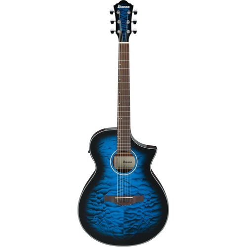 Ibanez AEWC16QA Transparent Blue Sunburst High Gloss top, Natural High Gloss back and sides Acoustic Guitar