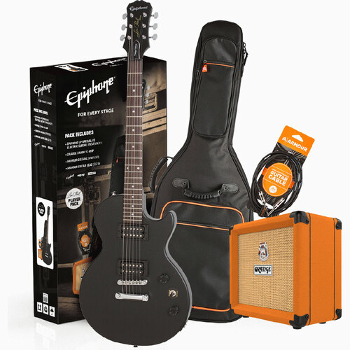 Epiphone Les Paul Special E1 Electric Guitar Pack Ebony with Orange Crush Amp & Accessories