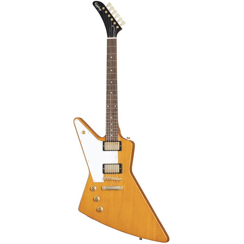 Epiphone 1958 Korina Explorer (White Pickguard) Left Handed Electric Guitar Aged Natural in Case