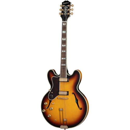 Epiphone Sheraton Frequensator Left Handed Electric Guitar Vintage Sunburst in Premium Gig Bag