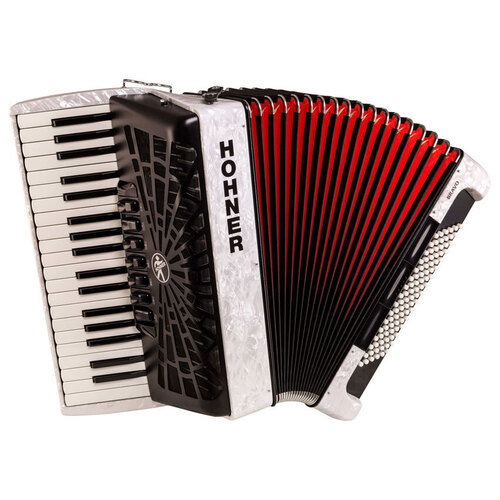 Hohner Bravo III 96 Bass Chromatic Accordion In White Pearl