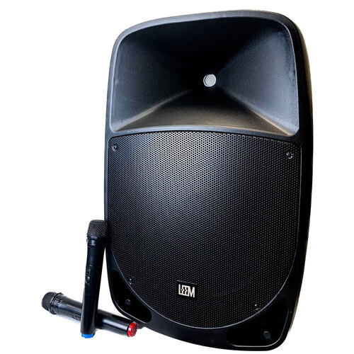 Leem PR-15HR Rechargeable, Active 120W, 2-Way, 15" PA Speaker System with Wireless Mics