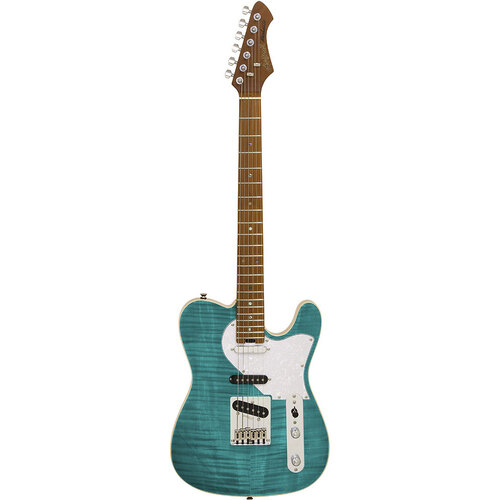 Aria 615-MK2 Nashville Electric Guitar in Turquoise Blue Gloss Finish