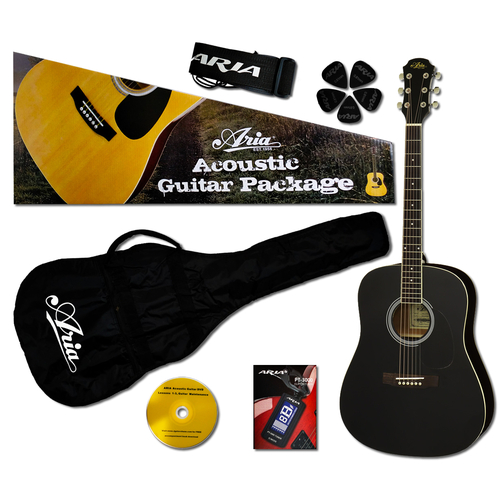 Aria Prodigy Series Acoustic Guitar Package in Black