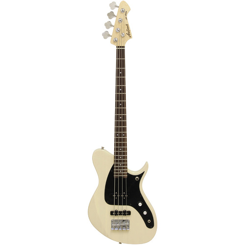 Aria J Series J-B Electric Bass Guitar in See-Thru Vintage White