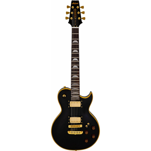 Aria PE-F80 Series Electric Guitar in Black Top with Natural Back
