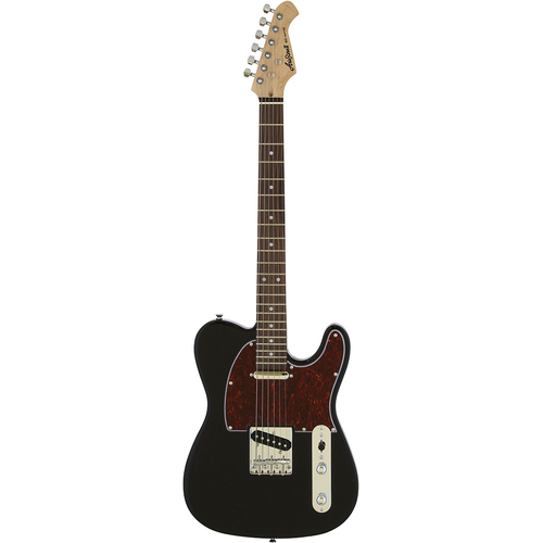 Aria Pro II TEG-Series Electric Guitar in Black with Red Tortoise Pickguard