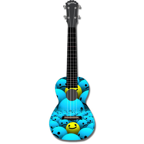 Kealoha "Who's Smiling Now" Design Concert Ukulele with Black ABS Resin Body