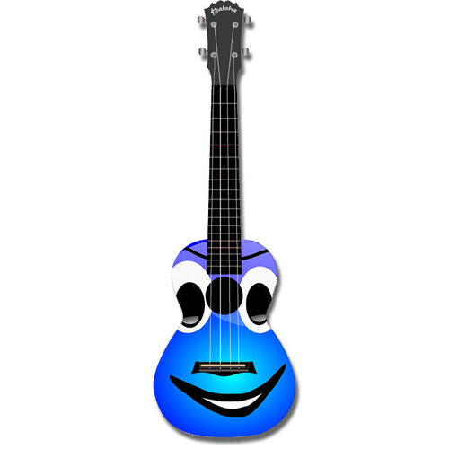 Kealoha "Smiley Blue Face" Design Concert Ukulele with Black ABS Resin Body
