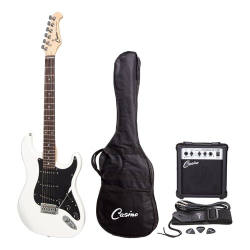 Casino ST-Style Electric Guitar and 10 Watt Amplifier Pack (White)