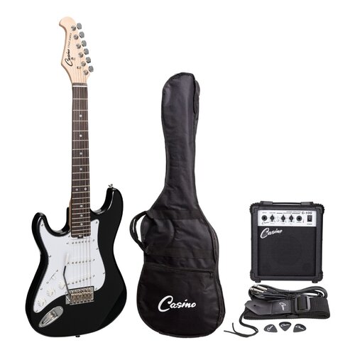 Casino ST-Style Left Handed Short-Scale Electric Guitar and 10 Watt Amplifier Pack (Black)