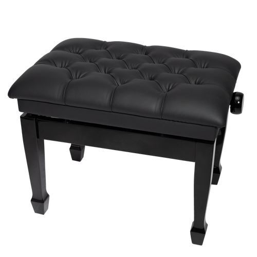 Crown Deluxe Tufted Pneumatic Height Adjustable Piano Bench (Black)