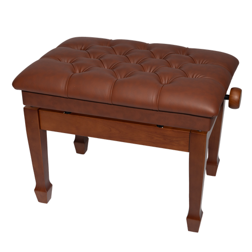 Crown Deluxe Tufted Pneumatic Height Adjustable Piano Bench (Walnut)