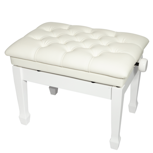 Crown Deluxe Tufted Pneumatic Height Adjustable Piano Bench (White)