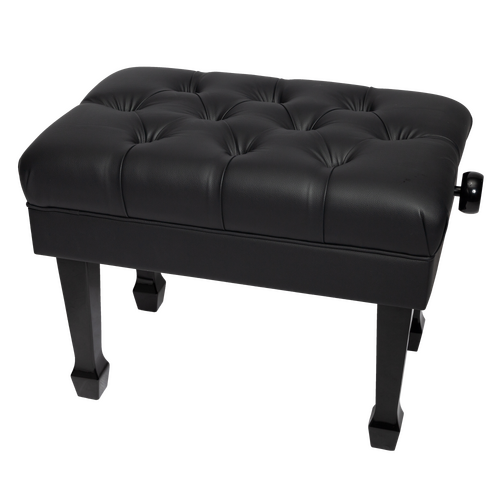 Crown Deluxe Skirted & Tufted Pneumatic Height Adjustable Piano Bench (Black)