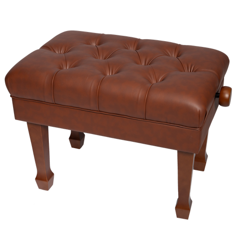 Crown Deluxe Skirted & Tufted Pneumatic Height Adjustable Piano Bench (Walnut)
