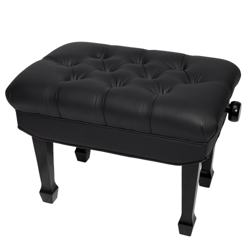 Crown Premium Skirted & Tufted Pneumatic Height Adjustable Piano Bench (Black)