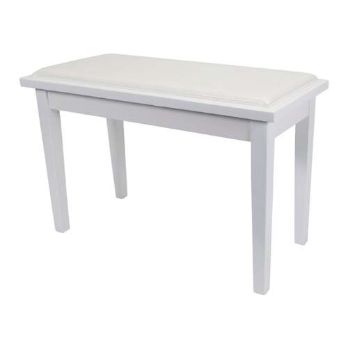 Crown Deluxe Timber Trim Duet Piano Stool with Storage Compartment (White)