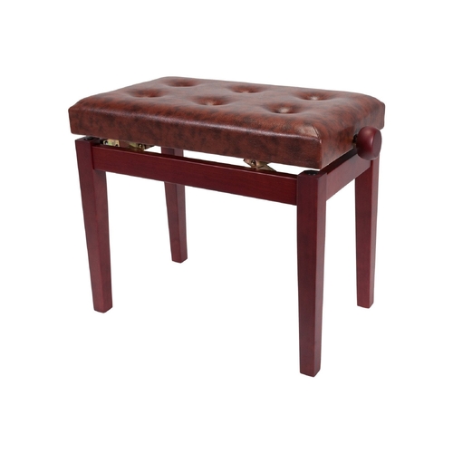 Crown Standard Tufted Height Adjustable Piano Stool (Mahogany)