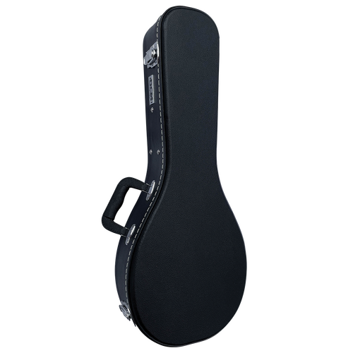 Aulley F-Style Microgroove Pattern Leather Wood Mandolin Case Black 