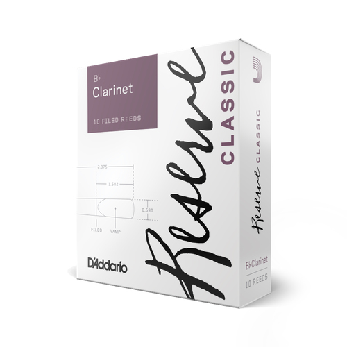 D'Addario Reserve Classic Bb Clarinet Reeds, Strength 25, 10-pack