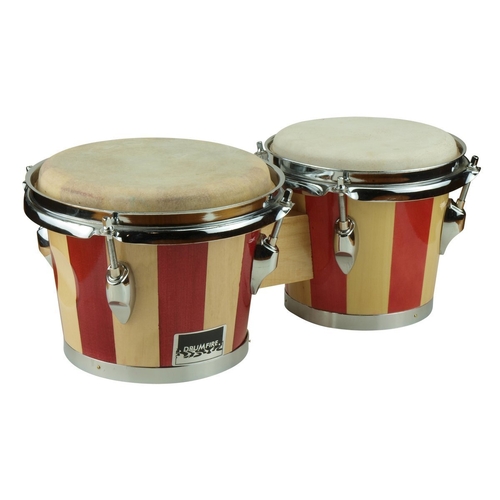 Drumfire 65" and 75" Striped Wood Bongos (Natural Brown)