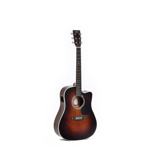 Sigma Dreadnought Solid Spruce Top Cutaway, Tilia Back and Sides in Gloss Sunburst