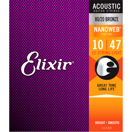 Elixir 11152 Nanoweb 80/20  12 String Light 10-47