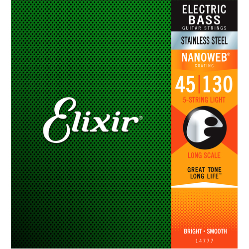 Elixir 14777 Nanoweb Bass Stainless Steel Med-Light 45-130 5 String