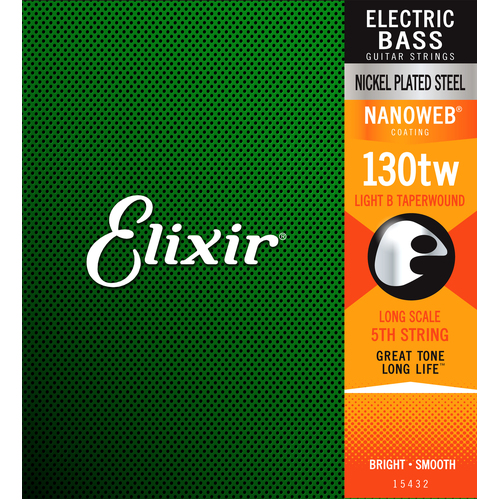 Elixir 15432 Nanoweb Single Bass Medium B 130TW Taper Wound