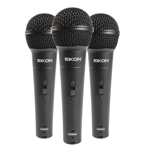 Eikon DM800KIT Vocal Dynamic Microphones 3 piECE kit with clips & ABS Case
