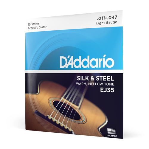 D'Addario EJ35 Silk & Steel 12 String Folk Guitar Strings, 11-47