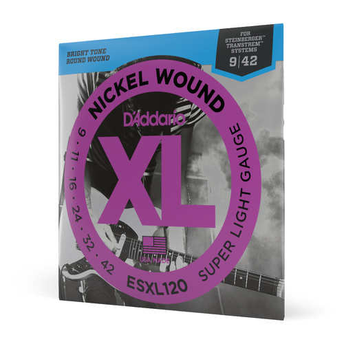 D'Addario ESXL120 Nickel Wound Electric Guitar Strings, Super Light, Double Ball End, 09-42