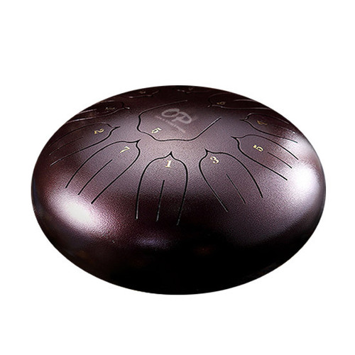 Opus Percussion 10" Metal 11-Note Lotus Carves Style Tongue Drum in Chestnut