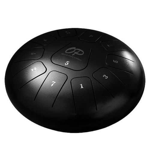 Opus Percussion 12" Metal 11-Note Standard Carves Style Tongue Drum in Black