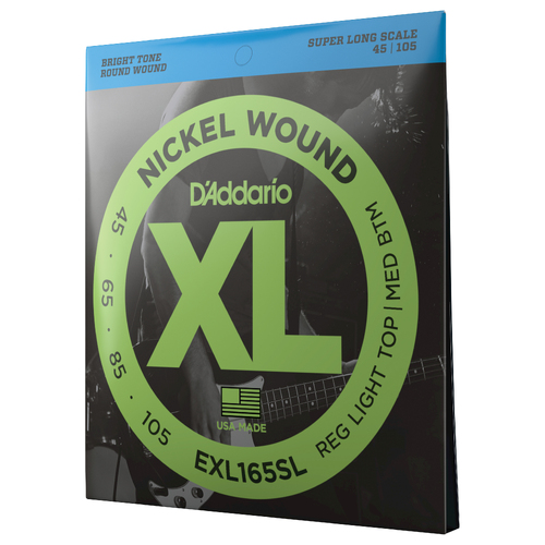 D'Addario EXL165SL Nickel Wound Bass Guitar Strings, Custom Light, 45-105, Super Long Scale